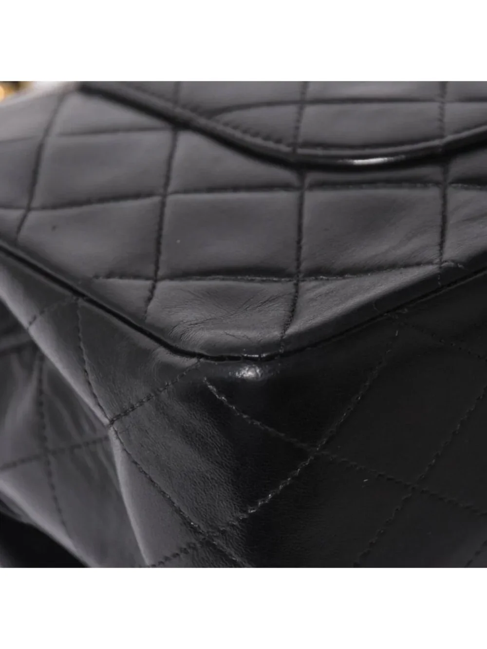 Chanel Quilted 25 Double Flap Chain Shoulder Bag CC Logo Lambskin Black Gold